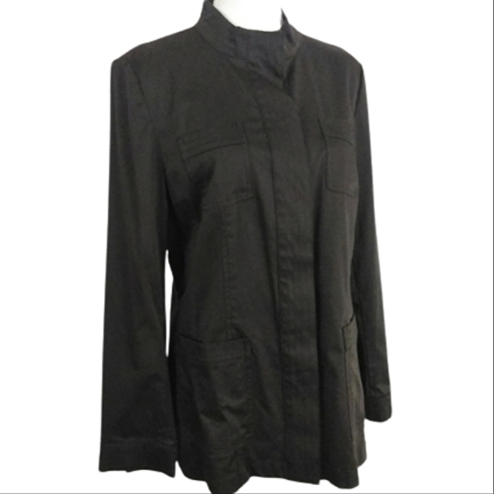 J. Jill Stretch Button Down Front Pockets Long Sleeve Sleek Shirt Jacket Top